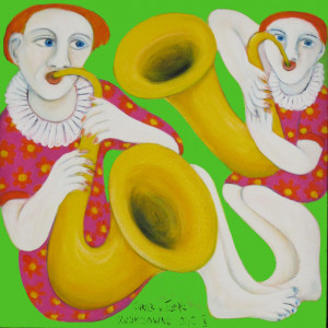 Musikclowns II, 65 x 45 cm