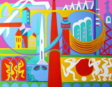 Panorama, Öl auf Holz, 124 x 160 cm