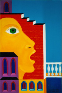 Rote Mauer, 90 x 60 cm